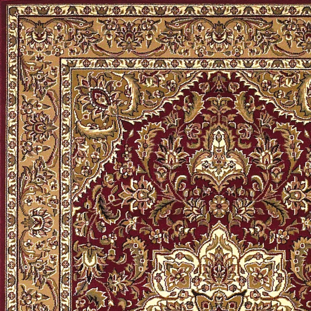 HomeRoots 7' x 10' Polypropylene Red or Beige Area Rug