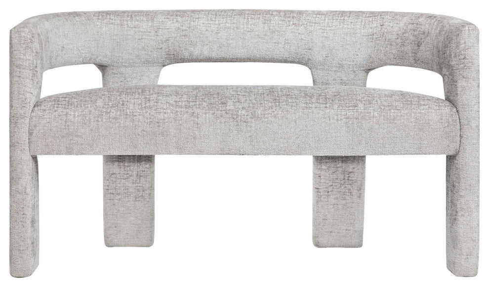 Gwen Modern Luxury Jacquard Fabric Upholstered Sculpture Bench - Grey