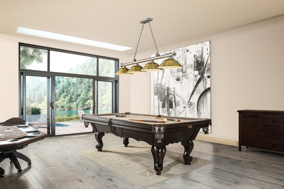 Zlite 2306-4BN-SRB 4-Light Billiard, Rubbed Brass