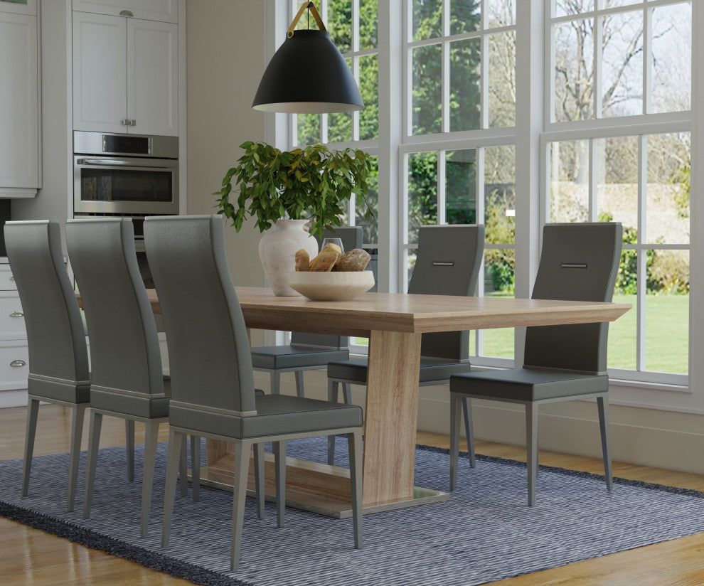 Extension Lacquer Dining Table With Stainless Steel Base, Sonama