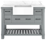 Freestanding Bath Vanity in Gray with White Quartz Top, 48in