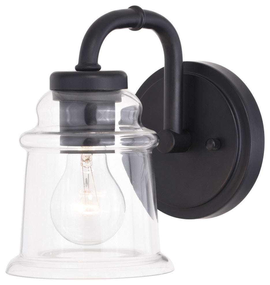 Vaxcel Toledo 1-LT Black Industrial Bathroom Vanity W0348 - Matte Black