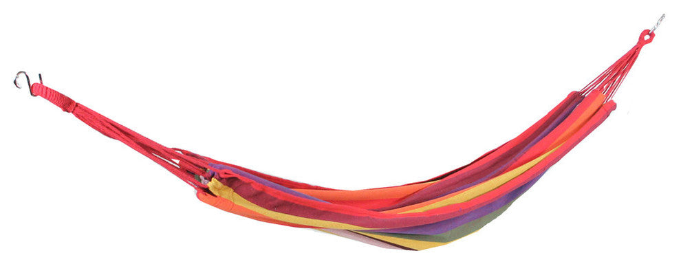 Wide Striped Woven Cotton Single Brazilian Hammock, Multicolor