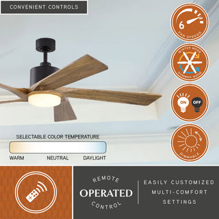 Wedgewood Black Indoor/Outdoor 60" DC Ceiling Fan Light Kit and Remote