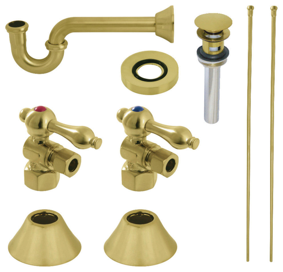 Plumbing Sink Trim Kit, P-Trap and Overflow Drain, Brushed Brass