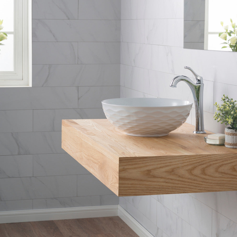Viva Ceramic Round Vessel Bathroom Sink, White