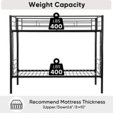 Gewnee Bunk Bed Twin Over Twin Size with 2 Ladders and Full-Length Guardrail