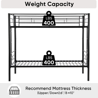 Gewnee Bunk Bed Twin Over Twin Size with 2 Ladders and Full-Length Guardrail