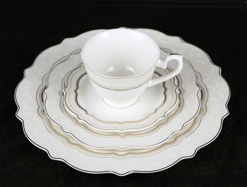 Lorren Home Trends 57 Piece Bone China, Charlotte, Service for 8