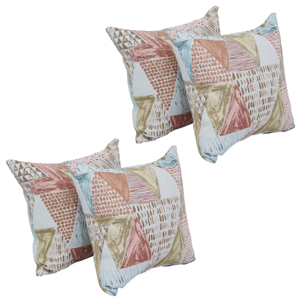 17" Jacquard Throw Pillows With Inserts, Set of 4, Kandafrt Blush