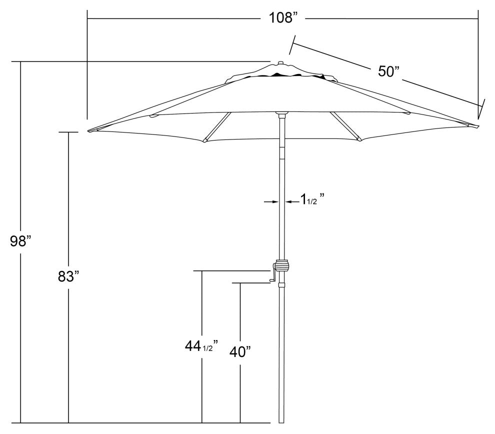 Astella 9' Round Outdoor Patio Umbrella With Push Tilt, Polyester Brick