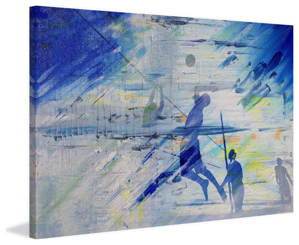 "Beach Volleyball" Painting Print on Wrapped Canvas, 18"x12"