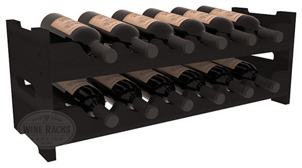 12-Bottle Mini Scalloped Wine Rack, Redwood, Black Stain