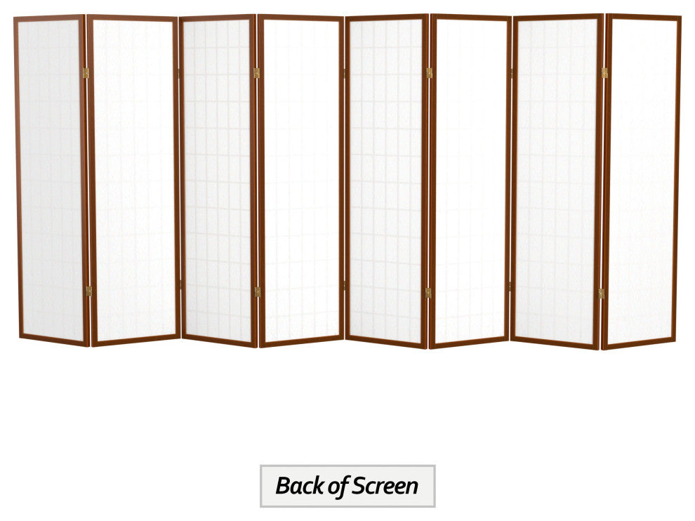 5' Tall Window Pane Shoji Screen, Walnut, 8 Panels