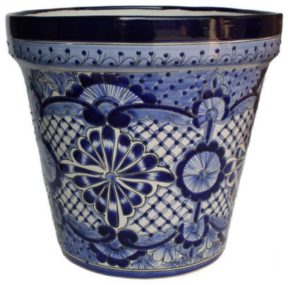 Medium Blue Deco Talavera Ceramic Pot