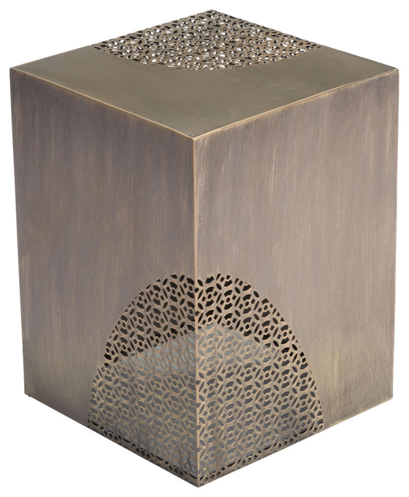 Sofa Side Table, Square, Steel Metal, Antique Gold, Lounge Lobby Hospitality