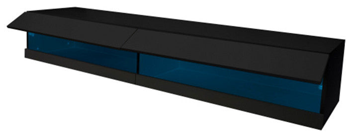 Modern Black Grey MDF benches Wall Mounted Floating TV stand with 20 Color LEDs