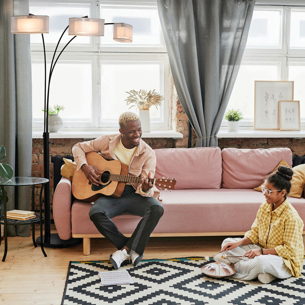 Amarillo 3 Light Arc Floor Lamp - Matte Black