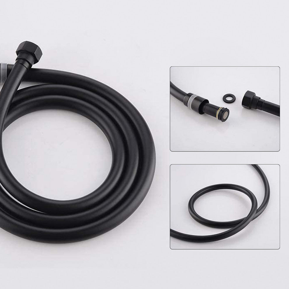 Ceiling Mounted Shower System Set With 12" Rain Shower Head, Matte Black
