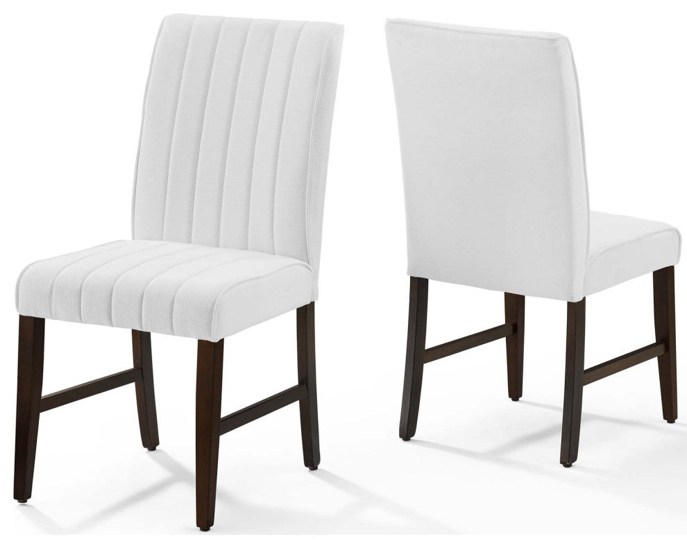 Motivate Channel Tufted Upholstered Fabric Dining Chair Set of 2 EEI-3333-WHI