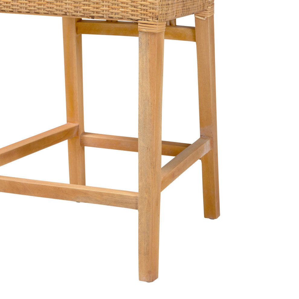 Ansa Natural Rattan & Mahogany Counter Stool
