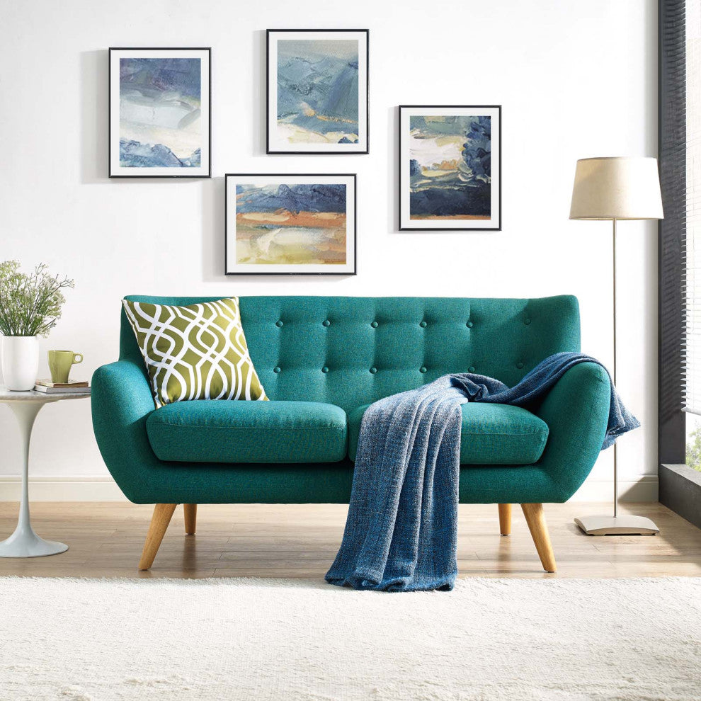 Teal Remark Upholstered Fabric Loveseat