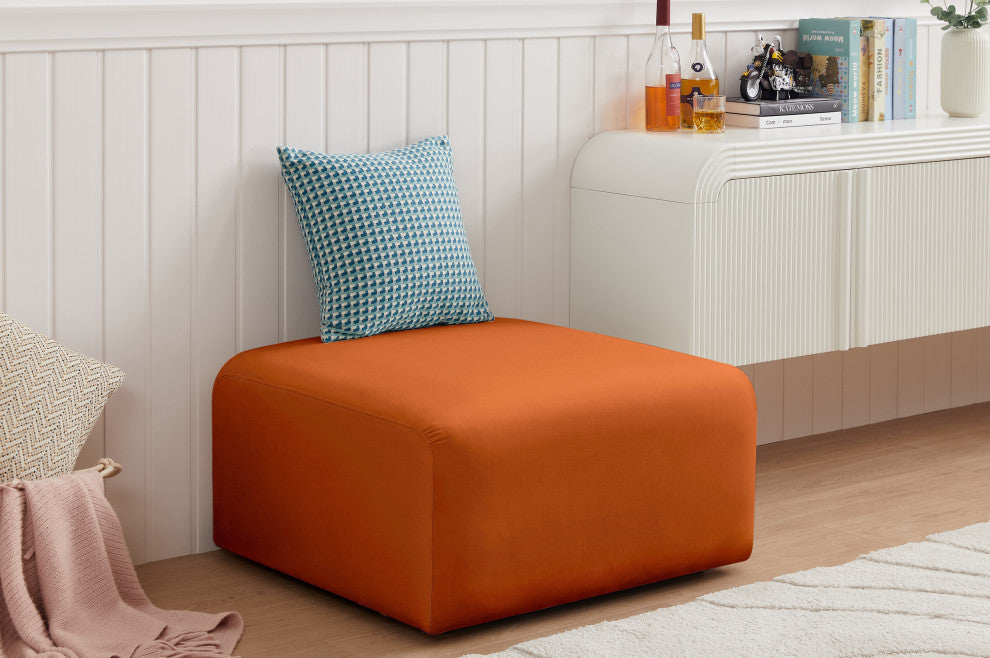 Arc Upholstered Modular Component, Cognac, 1-Piece: Ottoman, Velvet