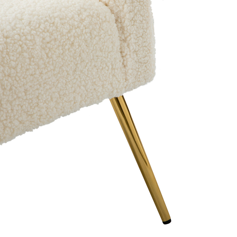 30" Polyester Barrel Chair With Metal Legs, Ivory