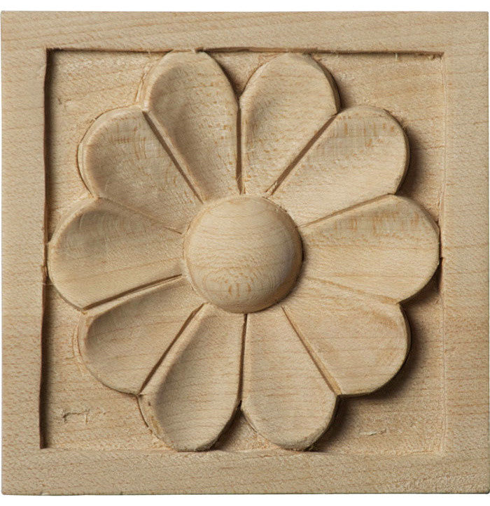 Sanford Square Block Wood Rosettes, Cherry, Small
