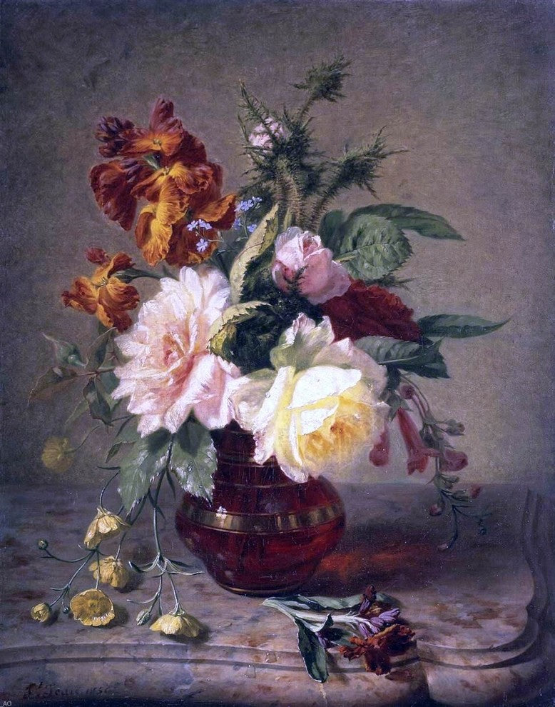 Simon Saint-Jean Flowers, Gallery Wrapped Canvas Print, 20"x25"