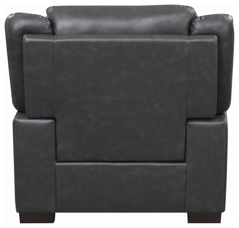 Chair With Faux Leather Upholstery, Dark Brown
