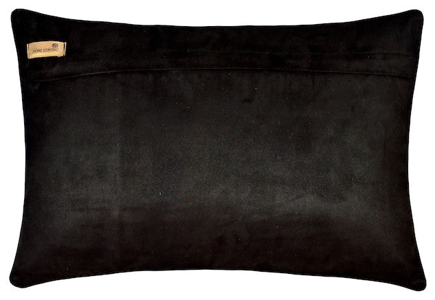 Black Faux Leather Jacquard Silk Marble 12"x22" Pillow Cover - Portoro