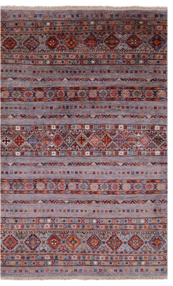 4' 0" X 6' 5" Khorjin Super Kazak Handmade Rug Q7455