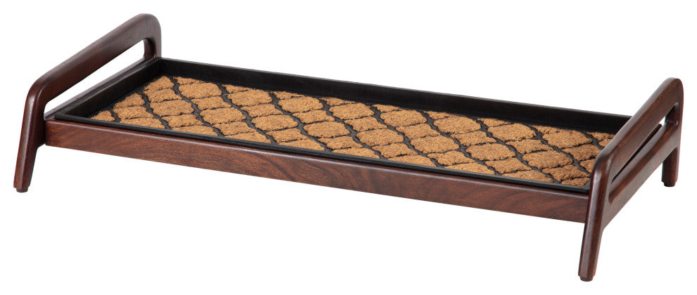 Single-Tier Brown Stand With 3-Pair Rubber Boot Tray Shangri-La