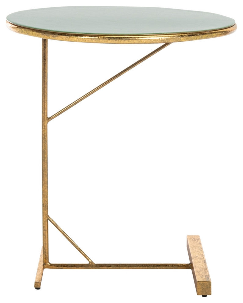 Safavieh Sionne Round C Table, Hunter Green/Gold