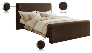 Sloan Black Velvet Full Bed, Brown, King