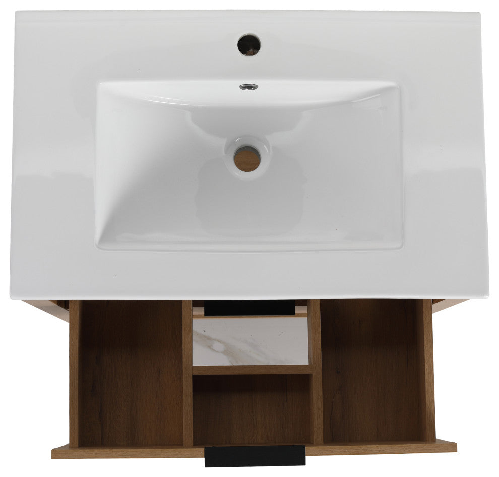 TATEUS Bathroom Vanity With Sink, Freestanding 2 Drawers 30 Inch