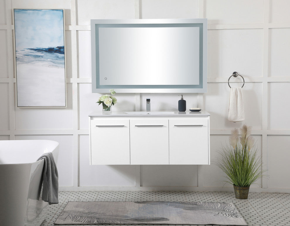 Single Bathroom Floating Vanity, White, 48"