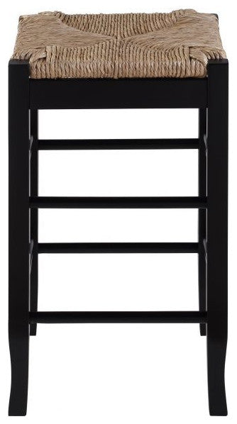 Square Rush Backless Counter Bar Stool, Black