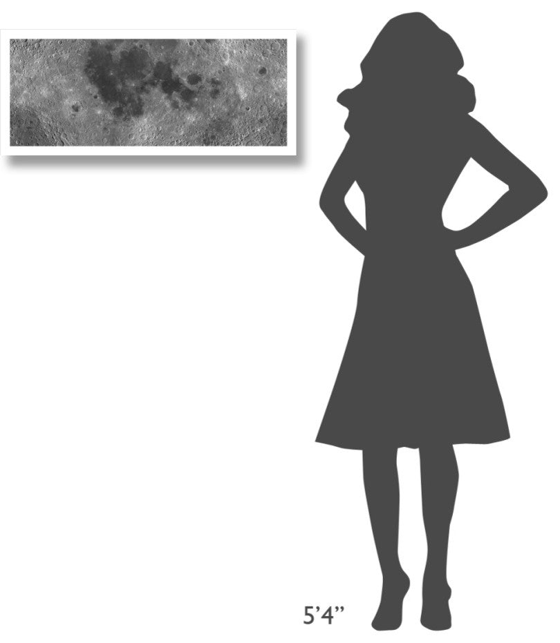 "Unmarked Map of the Moon, Projection" Paper Art, 32"x14"
