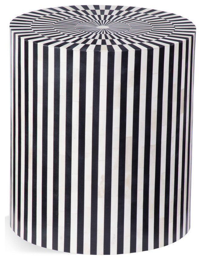Teague Accent Table - Black/White Bone
