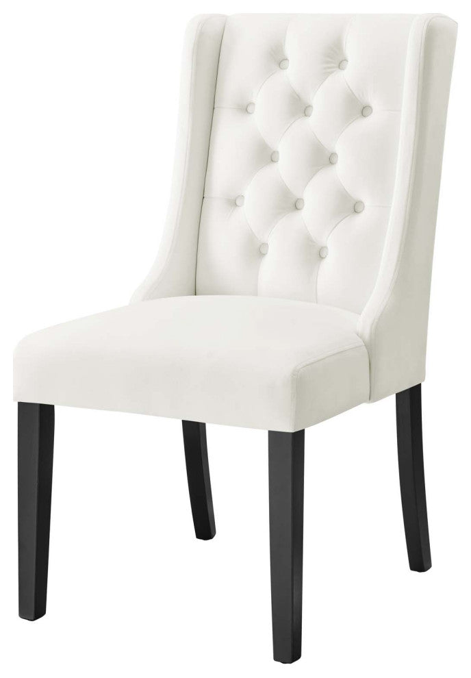 Side Dining Chair, Set of 2, White, Velvet, Modern, Cafe Bistro Hospitality