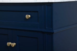 Home Living Vanity with Carrara White Marble Countertop, Blue, 36", Single Sink