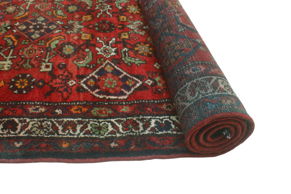 Fine Vintage Distressed Katife Rust/Ivory Runner, 3'6x13'9