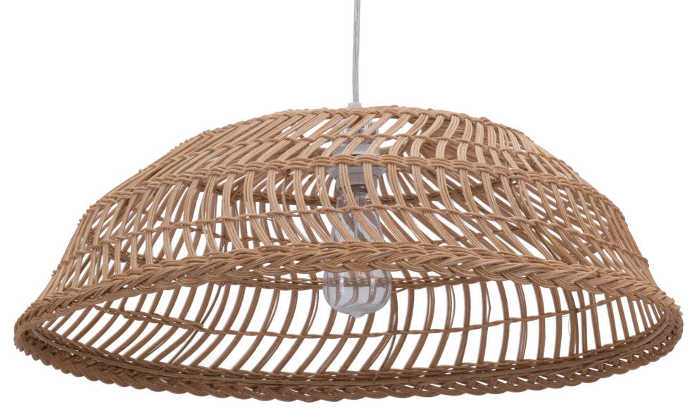 Pendant Ceiling Light Fixture, Steel Metal, Rattan, Natural, Lounge Cafe Lobby