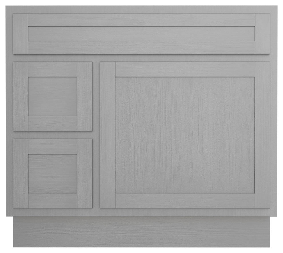 Vanity Art Vanity Base Cabinet, No Top, Drawers on Left, 36", Silver
