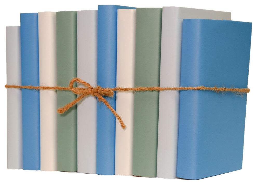 Decorative Books - Ocean Paper Wrapped Book Bundle - 1 foot of Blue Books