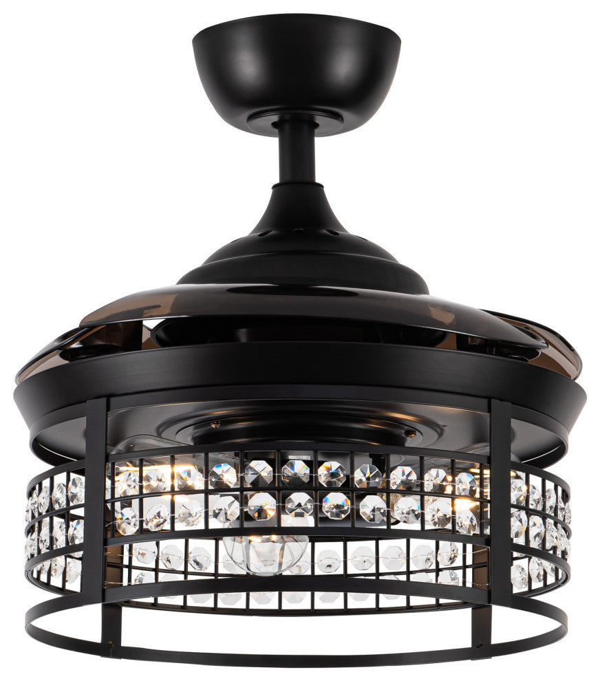 35.83 in Crystal Ceiling Fan with 3 Retractable Blades and Remote