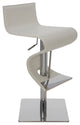 Portland Adjustable Bar Stool, Modern Contemporary Counter Stool White Leather