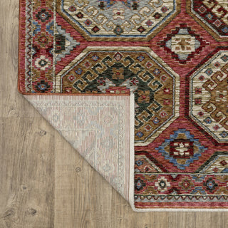 Hanford Panel Medallion Pink/Red Fringe Edge Area Rug Runner